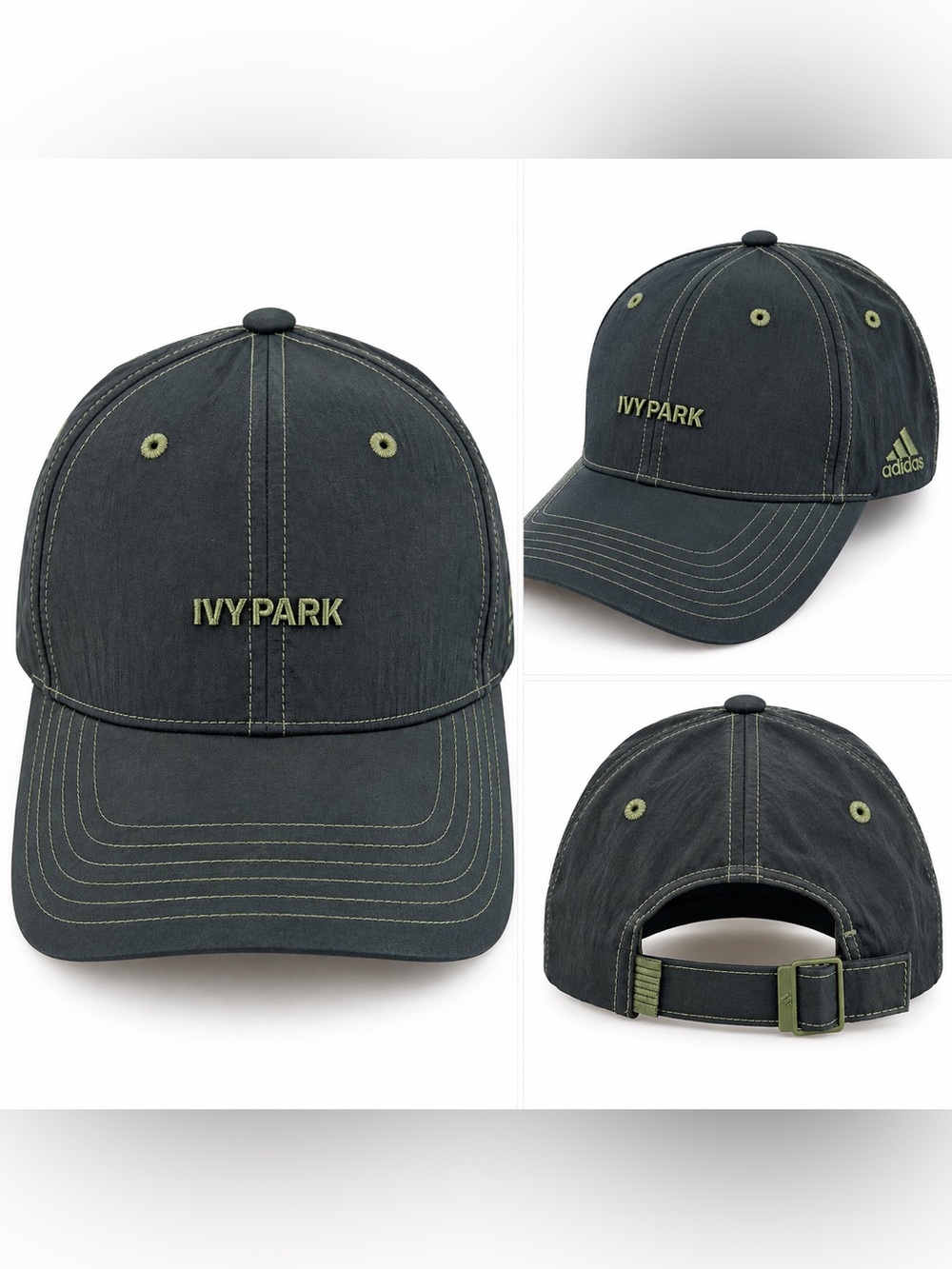 IVY PARK Dark Gray Baseball Cap with Olive Accents